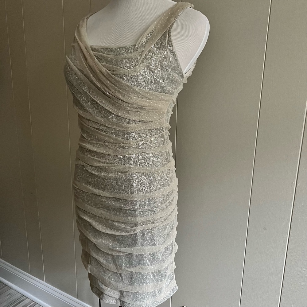 Express Silver Sequin Mesh Mini Dress – Size 6 - Picture 10 of 16